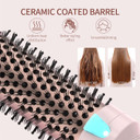 K&K 1 1/2 Inch Ceramic Tourmaline Ionic Heated Round Brush Curling Brush Creates Blowout Look -Creates Root Volume & Loose Curls Volume Curls Dual Voltage Hair Styling Tool (Pink, 1.5 Inch)