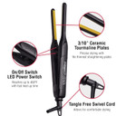 Kiss Pencil Flat Iron & Heat Protector Spray Bundle - Ceramic Tourmaline Plates - 0.3" X 0.3" - 450F Max Temp - Straightens Short To Medium Hair