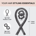 Kitsch Satin Heatless Hair Curler Set - Heatless Curls Overnight, Hair Rollers For Soft Curls & Frizz-Free Styling, No Heat Curlers To Sleep In, Curling Rod Headband With 2 Scrunchies - Ivory