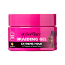 Red By Kiss Styler Fixer Braiding Gel Enhanced  Extra Firm Hold, Anti-Flaking, High Shine, Infused With Advanced Botanicals For Strong, Nourished Hair  Strawberry Acai Scent (32Oz)