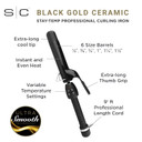Stylecraft Stay-Temp Black Gold Professional Curling Iron With Extra-Long Thumb Grip, Extended Barrel, Marcel