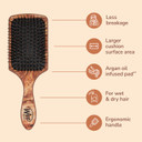 Wet Brush Paddle Hair Brush Traditional Wood Ultra-Soft Intelliflex Detangling Bristles With Paddle Shine Enhancer Argan Oil Distressed Wood Pain-Free Hair Brush