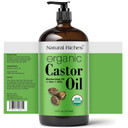 Natural Riches Organic Castor Oil Glass Bottle - Usda Certified, 100% Pure, Unrefined & Cold Pressed  Soothes Dry Skin, Scalp - For Hair Growth & Thicker Eyelashes, Eyebrows  16 Fl Oz