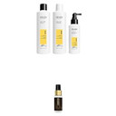 Nioxin Scalp + Hair Thickening System 1 - Hair Thickening System For Natural Hair With Light Thinning, Full Size - 3 Month Supply + Sebastian Professional Dark Oil Lightweight Hair Styling Oil, Trial