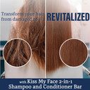 Kiss My Face 2-In-1 Shampoo + Conditioner Bar - Palm Oil, Cruelty-Free For Dry, Dull & Frizzy Hair With Oat And Shea Butter-113 Grams