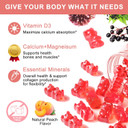 1200Mg Calcium Gummies With D3,K2,Zinc - Plant Complex Calcium Magnesium Supplement With Glycinate,Potassium,Vitamin C &Whole Natural Food For Bone & Immune Support- 120 Chewable Gummy Sugar-Free