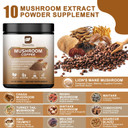 250G Mushroom Coffee - Lions Mane Mushroom Powder Instant Coffee With Lion'S Mane, Reishi, Chaga, Cordyceps, Turkey Tail, Arabica - Mushroom Coffee Blend Support Gut, Focus, Brain Health