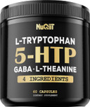 5 Htp 200Mg Gaba 500Mg L-Theanine 200Mg L-Tryptophan 100Mg Supplement - Support Brain, Circulation Health, Concentration & Rest Well - 60 Capsules For 1 Month - 4In1 Premium Blend