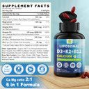 6-In-1 Liposomal Vitamin D3 K2 Calcium Supplement - Plant Based Calcium 600Mg With Vegan Vitamin D3 5000 Iu + Vitamin K K2 Mk7 + B12, Algae Ca-Lcium Magnesium Zinc For Bone, Softgels, 2 Pack