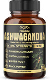 90 Capsules - Ashwagandha Supplement Capsules - Ginger Root, Turmeric, Rhodiola Rosea & Black Pepper