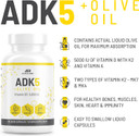 Adk 10 Vitamin Supplement + Olive Oil For Better Absorption - With Vitamins A + D3 (10,000 Iu) + K2 (Mk7+Mk4) - 90 Capsules - Vegetarian - Non-Gmo