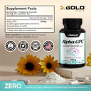 Alpha Gpc Choline Supplement 600Mg, 99%+ Highly Purified, Highly Bioavailable Source Of Choline,180 Veggie Capsules, Cognitive Enhancer Nootropic, Supports Memory & Brain Function, Boosts Focus & Mood