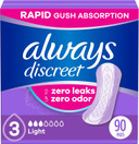 Always Discreet, Incontinence & Postpartum Liners For Women, Size 3, Light Absorbency, Regular Length, 30 Count