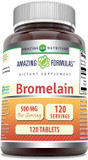 Amazing Formulas Bromelain 500 Mg Tablets Supplement | Non-Gmo | Gluten Free | Made In Usa (180 Count)