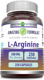 Amazing Formulas L-Arginine Supplement | 500 Mg Per Serving | Capsules | Amino Acid Supplement For Men & Women | Non-Gmo | Gluten Free | Made In Usa (120 Count)