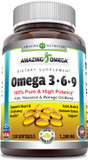 Amazing Omega 3.6.9 1200Mg,Softgels (Non Gmo,Gluten Free) Unique Formula Combining Flaxseed Oil 400 Mg,Fish Oil 400 Mg And Borage Oil 400 Mg*Rich In Omega-3,Omega-6 And Omega-9 Fatty Acids*(120 Count)