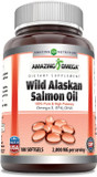 Amazing Omega Wild Alaskan Salmon Oil 2000Mg Per Serving Softgels Supplement (90)
