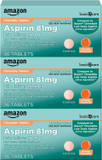 Amazon Basic Care Low Dose Chewable Aspirin 81 Mg Tablets, Pain Reliever, Orange Flavor, 36 Count