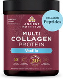 Ancient Nutrition Collagen Peptides Powder, Multi Collagen Protein, Women & Men, Vitamin C, Probiotics, Hydrolyzed Collagen, Supports Skin, Joints, Gut Health, Vanilla, 60 Servings
