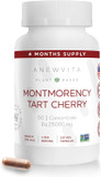 Anew Vita Montmorency Tart Cherry Capsules | Cherrypure 50:1 Concentrate Eq. 25,000 Mg - Rich In Antioxidants & Flavonoids, Plant-Based Tart Cherry Extract For Gout & Muscles - 120 Veggie Capsules
