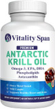 Antarctic Krill Oil Omega 3 Astaxanthin Choline Dha Epa, Superior Absorption, Extra Strength, No Fish Oil Aftertaste, Heavy Metal Tested, Small Size Softgels 500Mg