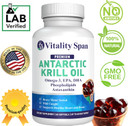 Antarctic Krill Oil Omega 3 Astaxanthin Choline Dha Epa, Superior Absorption, Extra Strength, No Fish Oil Aftertaste, Heavy Metal Tested, Small Size Softgels 500Mg