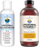 Antioxidant Bundle - Liposomal Vitamin C Quali®-C 1000Mg + Liposomal Glutathione Setria® 500Mg - Non-Gmo Vegan Liquid Formulas For Immune Support, Radiant Skin & Graceful Aging. Soy Free