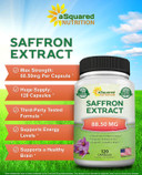 Asquared Nutrition Saffron Supplements - 120 Capsules - Saffron Extract Supplement Pills - Pure Saffron Alternative To Powder, Tea, Threads & Gummies