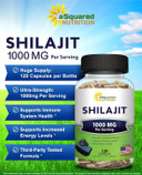 Asquared Nutrition Shilajit 1000mg – 120 Capsules