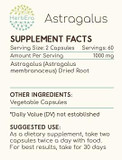 Astragalus 60 Capsules, 500 Mg, Concentrated Liquid Drops Natural Astragalus (Astragalus Membranaceus) Dried Root (60 Capsules)