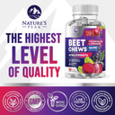 Beet Chews - Beet Root Gummies For Nitric Oxide Support, Superfood Beets Powder Soft Heart Chews, Grape Seed Extract & Non-Gmo Beetroot Energy Supplement Supports Heart Health & Energy, 60 Count
