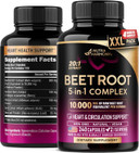 Beet Root Capsules - Healthy Blood Pressure Support Supplement** For Heart & Circulation Support - With Hawthorn Berry, Hibiscus & Garlic - Nitric Oxide For Energy - Made In Usa, 240 Capsules