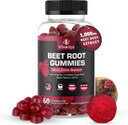 Beet Root Gummies - Super Nitric Oxide Beets Supplement - Red Beetroot Heart Chews With Grape Seed Power & B12- Pomegranate Flavor, 60 Chewables Beets