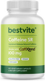 Bestvite Caffeine 100Mg Sr (120 Vegetarian Capsules) - Sustained Release - Vegan - Non Gmo - Gluten Free - Natural Caffeine Pills