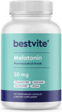 Bestvite Melatonin 30Mg (120 Vegetarian Capsules) - No Stearates - Vegan - Non Gmo - Gluten Free - High Dose Melatonin