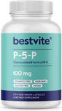 Bestvite P-5-P 100Mg (240 Vegetarian Capsules) (120 X 2) (Coenzymated Form Of B-6) - No Stearates - Vegan - Non Gmo - Gluten Free