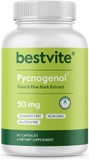 Bestvite Pycnogenol 100Mg (60 Capsules) - French Maritime Pine Bark Extract - No Stearates - Gluten Free - Non Gmo