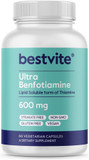 Bestvite Ultra Benfotiamine 600Mg Per Capsule (60 Vegetarian Capsules) No Stearates - No Silicon Dioxide - Vegan - Non Gmo - Gluten Free - Maximum Strength Benfotiamine