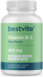 Bestvite Vitamin B-2 (Riboflavin) 400Mg (120 Vegetarian Capsules) - No Stearates - Vegan - Non Gmo - Gluten Free