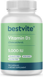 Bestvite Vitamin D3 5000 Iu (365 Capsules) - No Stearates - Non Gmo - Gluten Free - 1 Year Supply Of Vitamin D