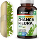 Bio Krauter Chanca Piedra Stone Breaker Capsules - 1200 Mg Stonebreaker For Kidney Cleanse - 250 Chanca Piedra Para Los Riñones Caps - Vegan Gallbladder Supplements