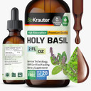 Bio Krauter Holy Basil Tincture - Tulsi Powder Liquid Extract - Supports Calmness And Relaxation - Ursolic Acid Supplement - Alcohol And Sugar Free Holy Basil Extract - Vegan Drops 4 Fl.Oz