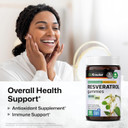 Bio Krauter Resveratrol Gummies - 1000 Mg Strength - 60 Vegan Chews - 98% Pure Trans Resveratrol Supplement - Antioxidant Support