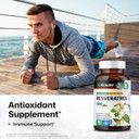 Bio Krauter Resveratrol Supplement Capsules 600 Mg - 100 Count - Natural Antioxidant Source - 98% Pure Trans Resveratrol Powder - Vegan