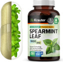 Bio Krauter Spearmint Capsules 1000 Mg - 100 Count - Vegan Spearmint Supplement For Digestive & Respiratory Support - Mentha Spicata - No Fillers