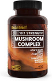 Bioemblem Mushroom Complex - 10:1 Strength And 7 Species - Lions Mane, Reishi, Cordyceps, Chaga, Maitake, Shiitake Mushroom Supplement - Immunity, Energy & Focus, Brain - Non-Gmo, Vegan - 90 Caps