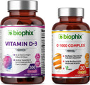 Biophix Vitamin D-3 10000 Iu 380 Softgels - Free Vitamin C-1000 30 Tablets -High-Potency In Extra Virgin Olive Oil Non-Gmo Soy-Free Supports Strong Bones Immune Health