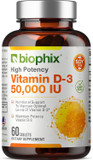 Biophix Vitamin D-3 50000 Iu 60 Tablets - High-Potency Supports Strong Bones Immune Health