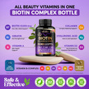 Biotin | Collagen | Keratin - Clinically Tested Supplement - Hair Growth Support, Skin & Nails - 25000 Mcg Vitamins B2, B3, B6 & B7 + B1 & Hyaluronic Acid - Made In Usa - Women & Men | 120 Capsules