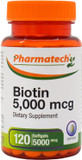 Biotin 5000 Mcg, Vitamins For Hair Skin And Nails, Improve Nail Quality, Non-Gmo, Gluten Free, Supplement For Women, High Potency, 120 Softgels